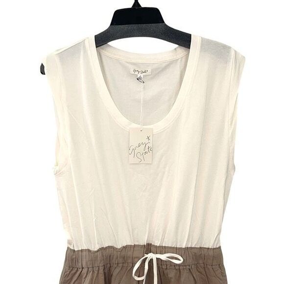 Grey State Womens Cap Sleeve Drawstring Helena Mini Dress Spa White Size 3 NWT - Picture 2 of 9